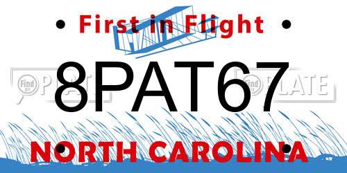 8PAT67 North Carolina License Plate