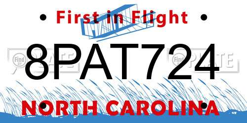 8PAT724 North Carolina License Plate