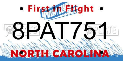8PAT751 North Carolina License Plate
