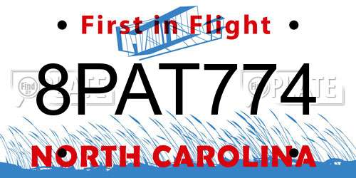 8PAT774 North Carolina License Plate