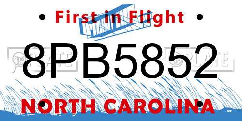 8PB5852 North Carolina License Plate