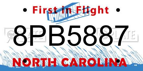 8PB5887 North Carolina License Plate
