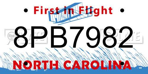 8PB7982 North Carolina License Plate