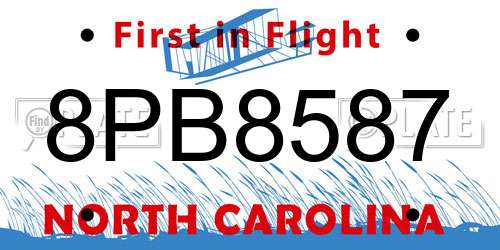8PB8587 North Carolina License Plate