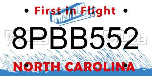 8PBB552 North Carolina License Plate