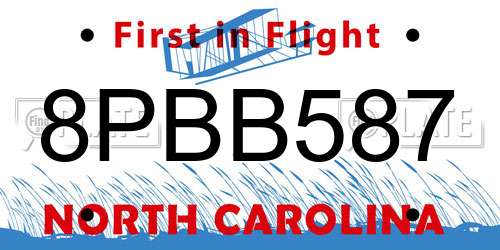 8PBB587 North Carolina License Plate