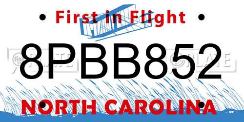 8PBB852 North Carolina License Plate
