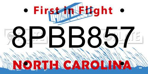 8PBB857 North Carolina License Plate