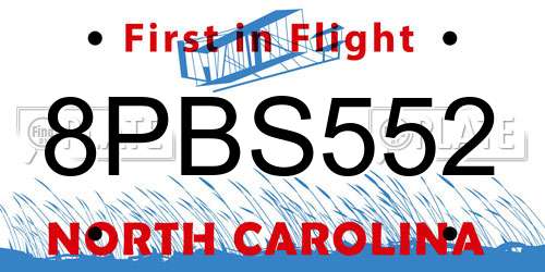 8PBS552 North Carolina License Plate
