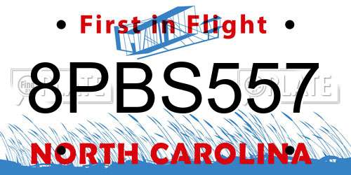 8PBS557 North Carolina License Plate