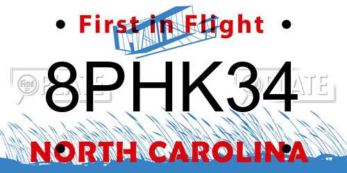 8PHK34 North Carolina License Plate