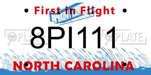 8PI111 North Carolina License Plate