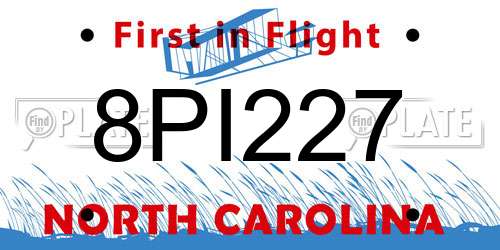 8PI227 North Carolina License Plate