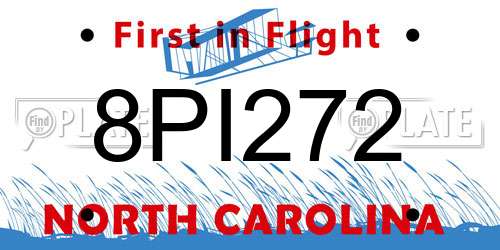 8PI272 North Carolina License Plate