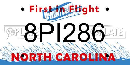 8PI286 North Carolina License Plate