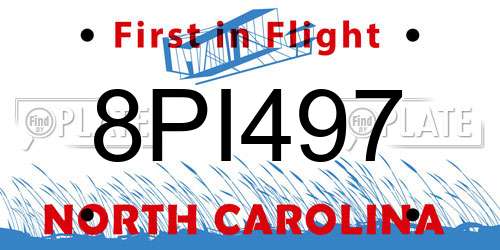 8PI497 North Carolina License Plate
