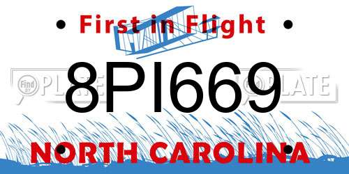 8PI669 North Carolina License Plate