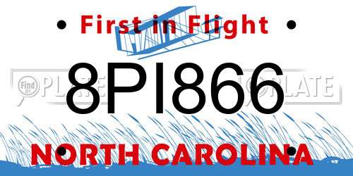 8PI866 North Carolina License Plate