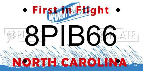 8PIB66 North Carolina License Plate