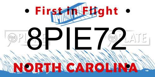 8PIE72 North Carolina License Plate