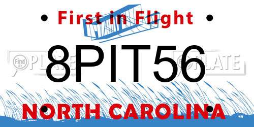 8PIT56 North Carolina License Plate