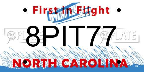 8PIT77 North Carolina License Plate