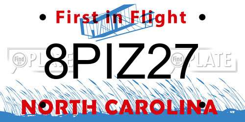 8PIZ27 North Carolina License Plate