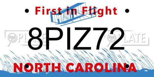 8PIZ72 North Carolina License Plate