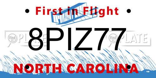 8PIZ77 North Carolina License Plate