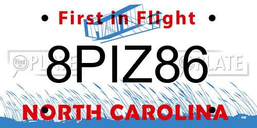 8PIZ86 North Carolina License Plate