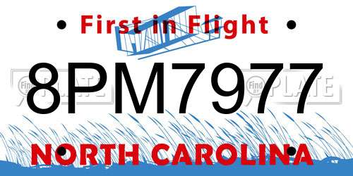 8PM7977 North Carolina License Plate