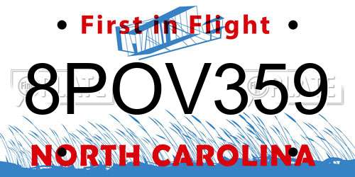 8POV359 North Carolina License Plate