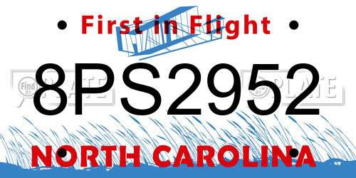 8PS2952 North Carolina License Plate
