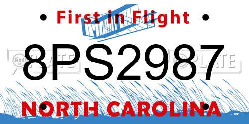 8PS2987 North Carolina License Plate