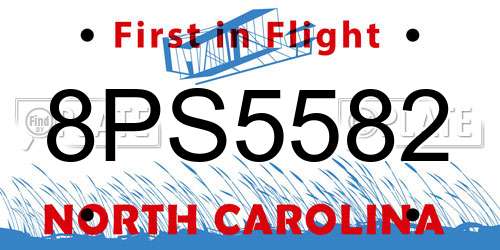 8PS5582 North Carolina License Plate