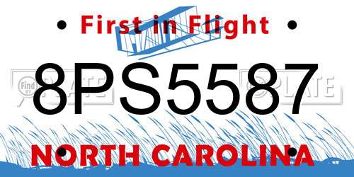 8PS5587 North Carolina License Plate