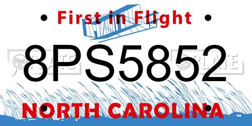 8PS5852 North Carolina License Plate