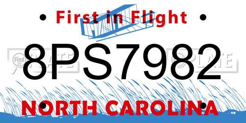 8PS7982 North Carolina License Plate