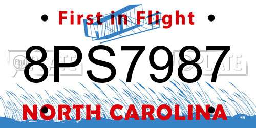 8PS7987 North Carolina License Plate