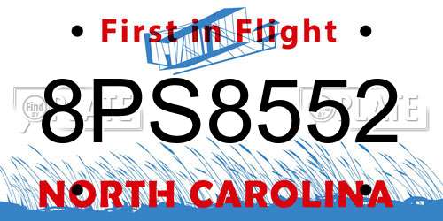 8PS8552 North Carolina License Plate