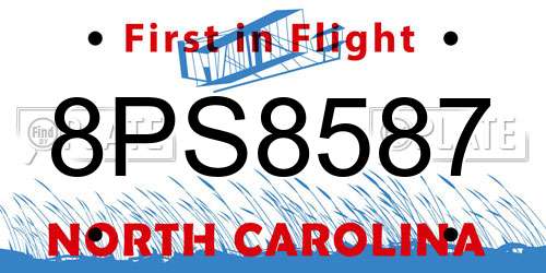 8PS8587 North Carolina License Plate