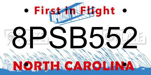 8PSB552 North Carolina License Plate