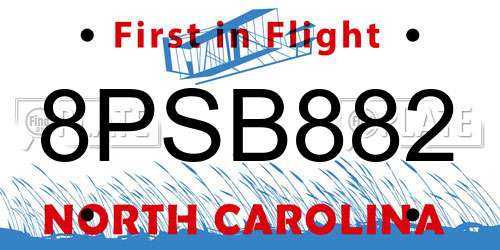 8PSB882 North Carolina License Plate