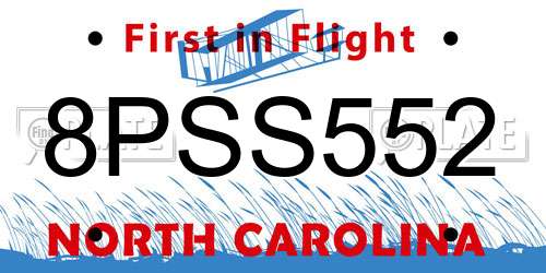 8PSS552 North Carolina License Plate