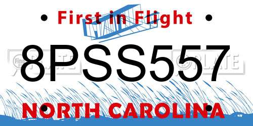8PSS557 North Carolina License Plate