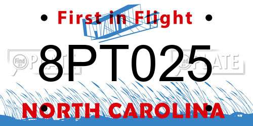 8PT025 North Carolina License Plate