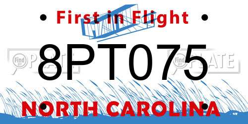 8PT075 North Carolina License Plate