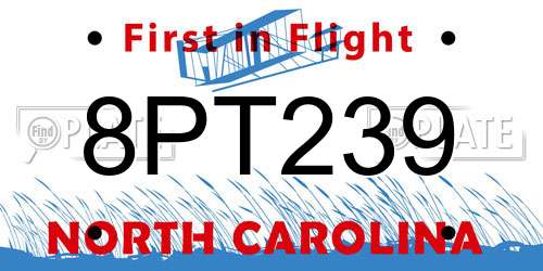 8PT239 North Carolina License Plate