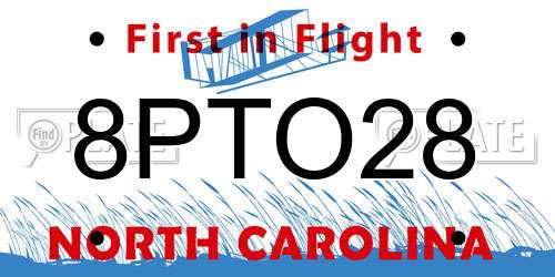 8PTO28 North Carolina License Plate