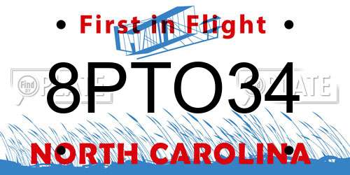 8PTO34 North Carolina License Plate